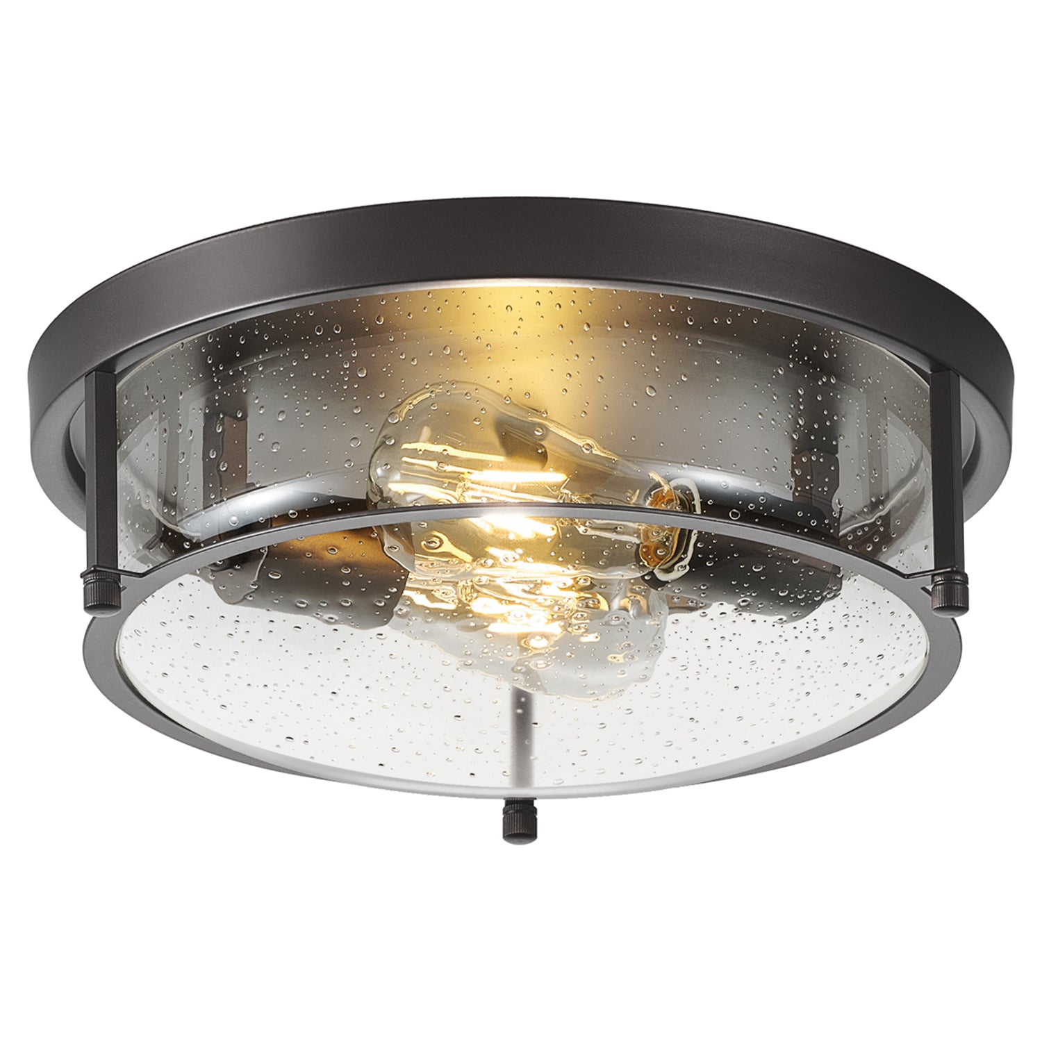 2-Light Simple Clear Bubble Glass Shade Flush Mount Lighting