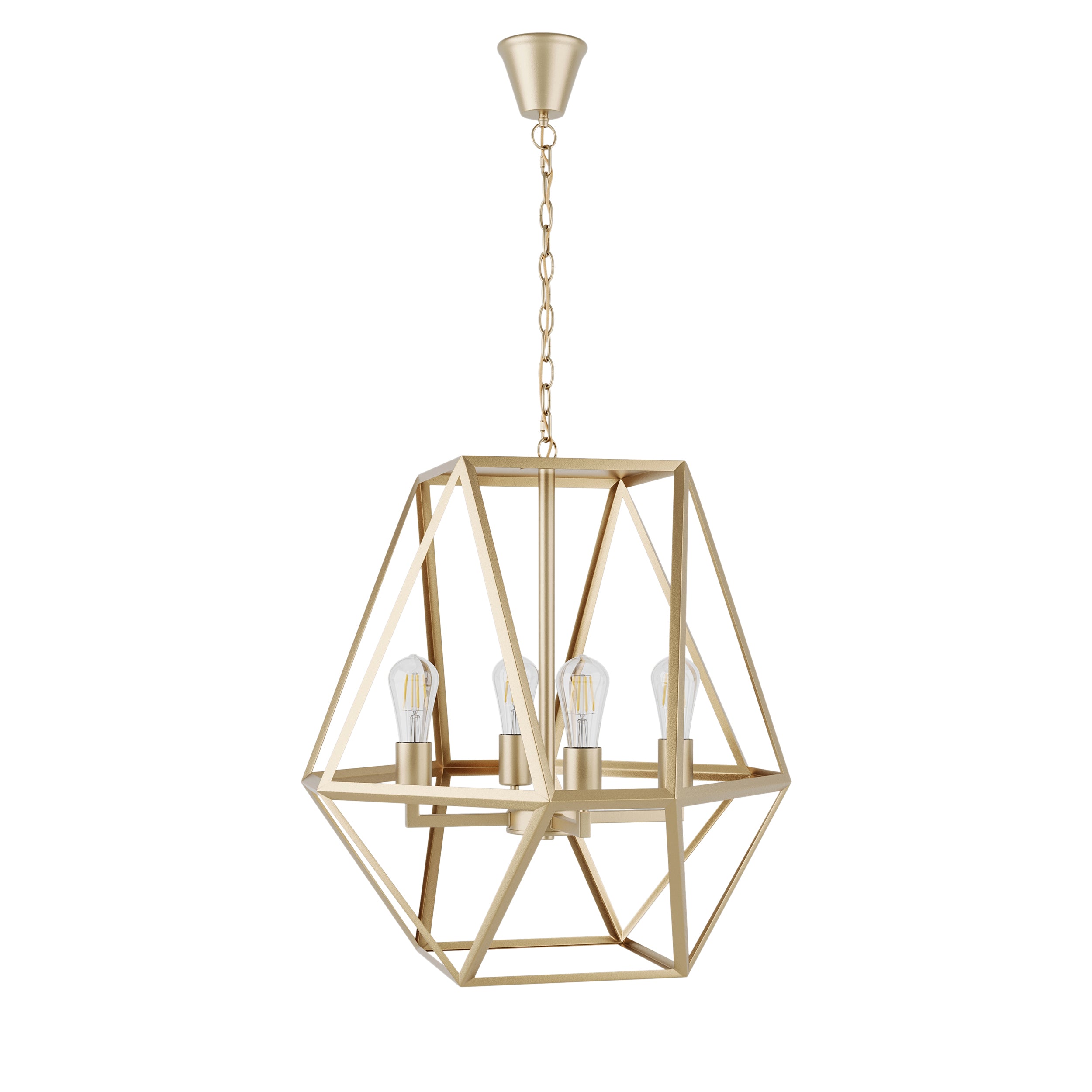 4-Lights Polygonal Metal Frame | Creative Pendant Light | Shop Now