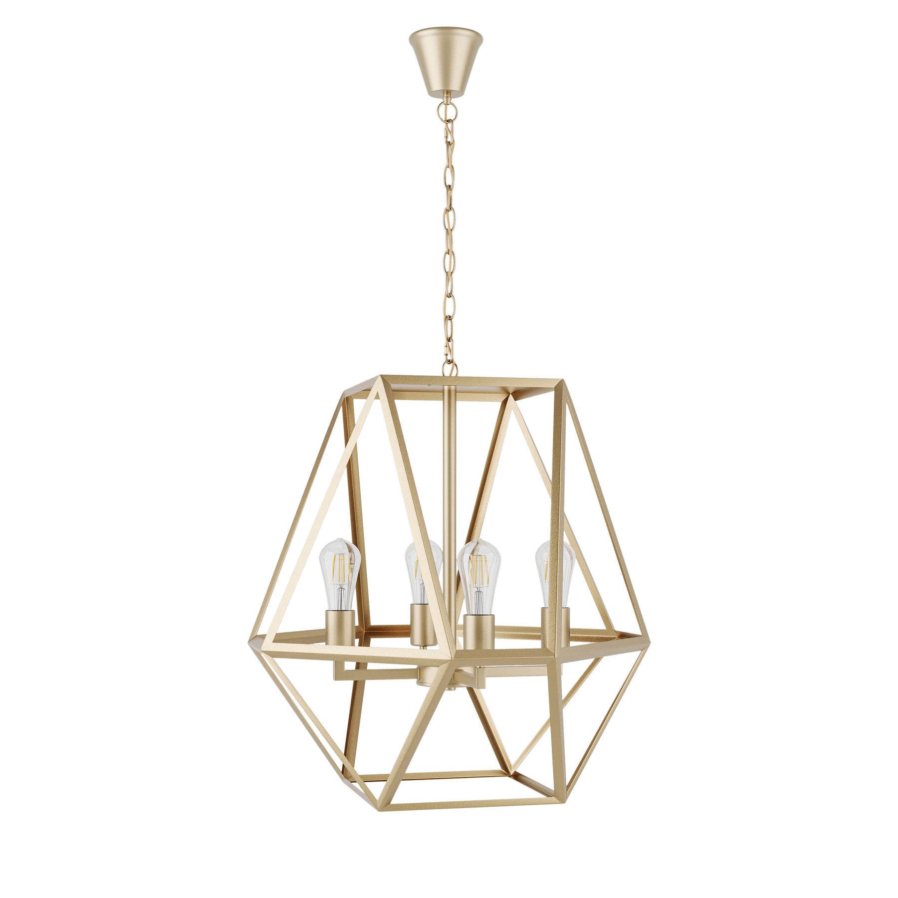 4-Lights Polygonal Metal Frame Creative Pendant Lighting