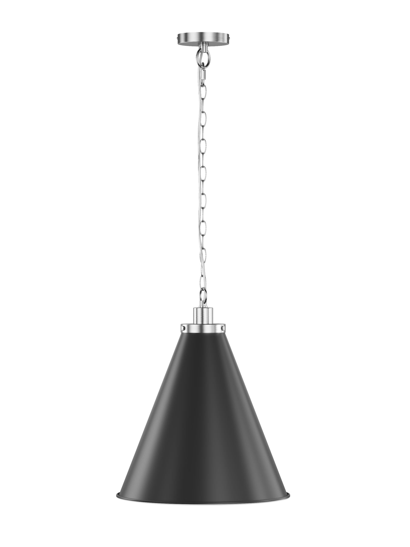 1-Light Cone Brushed Nickel Pendant Lighting