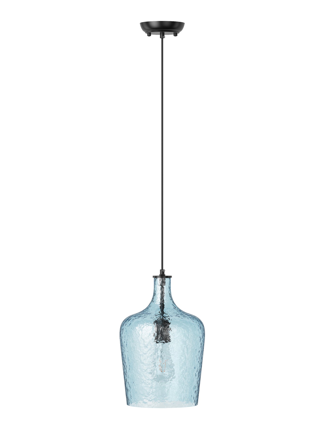 1-Light Cyan Glass Shade Pendant Lighting