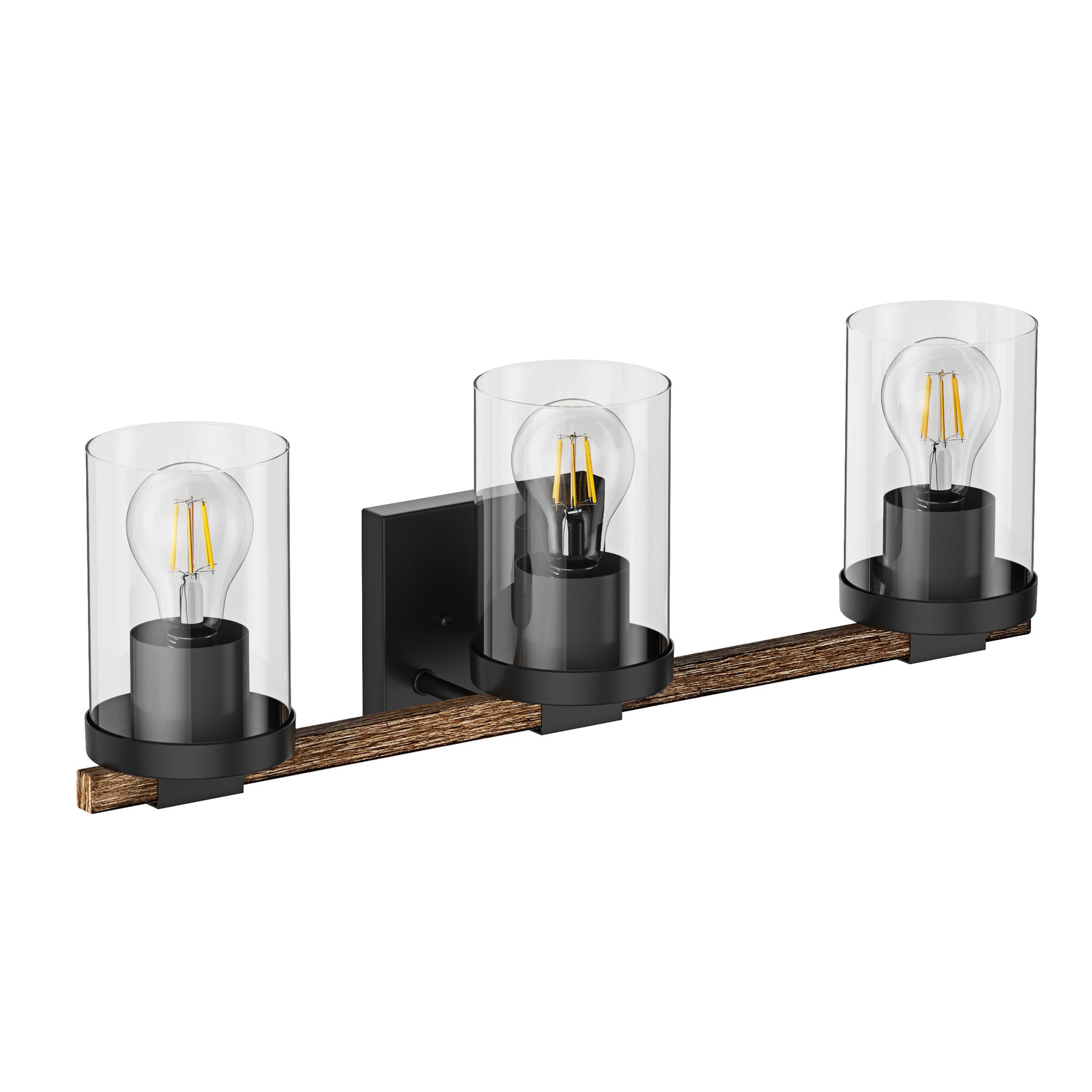3-Lights Clear Glass Shade Bathroom Vanity Lighting