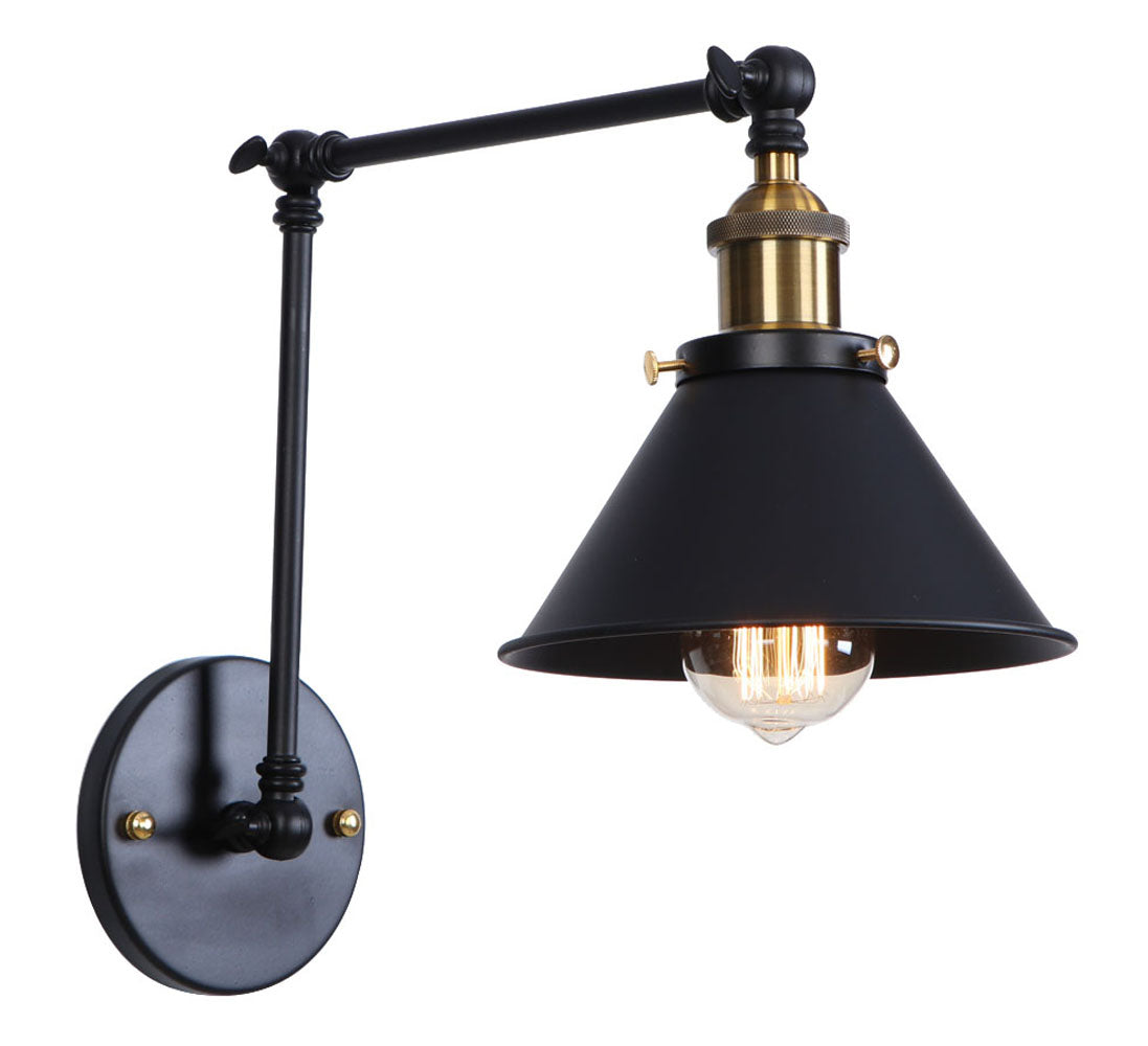 1-Light Adjustable Metal Swing Arm Wall Sconces