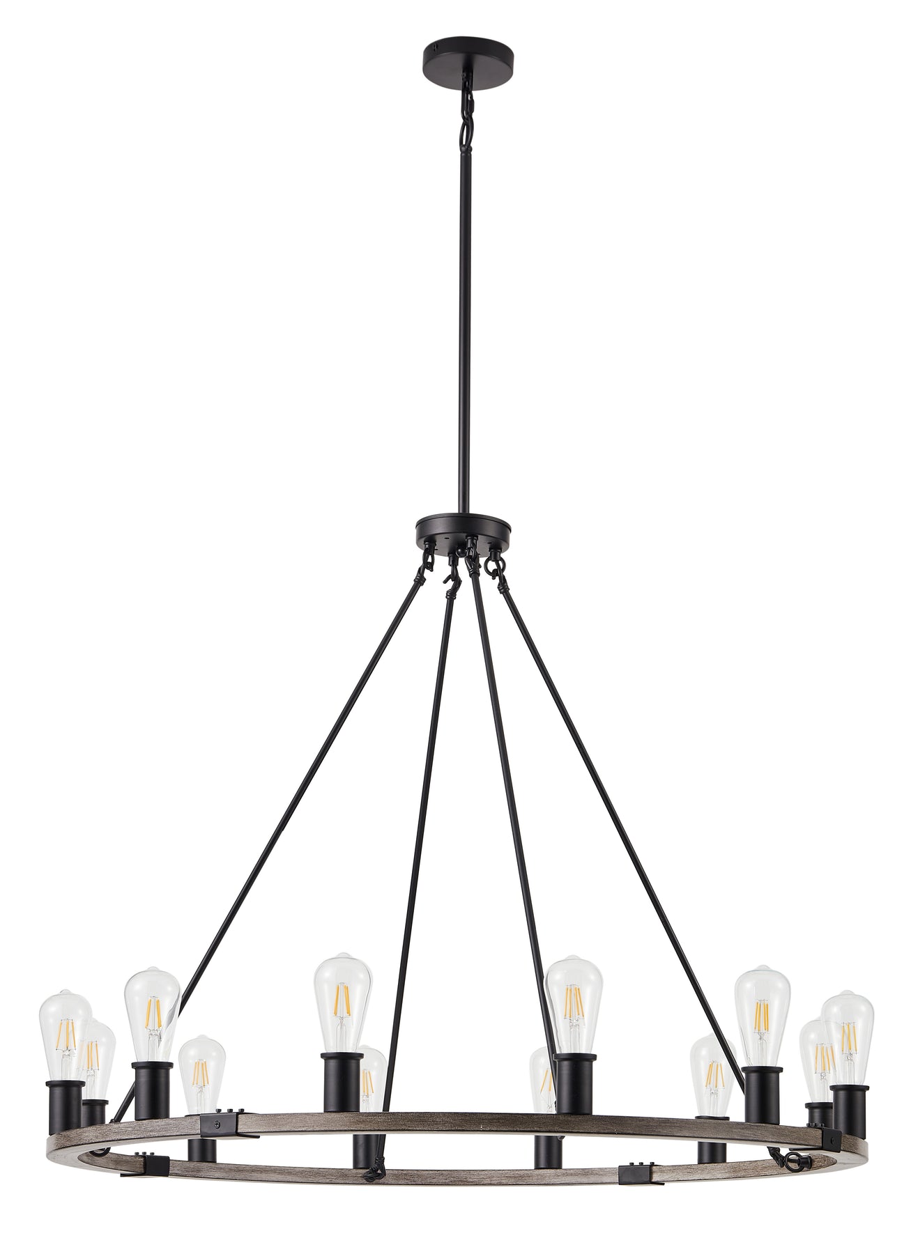 12-Lights Dimmable Farmhouse Style Wagon Wheel Chandelier