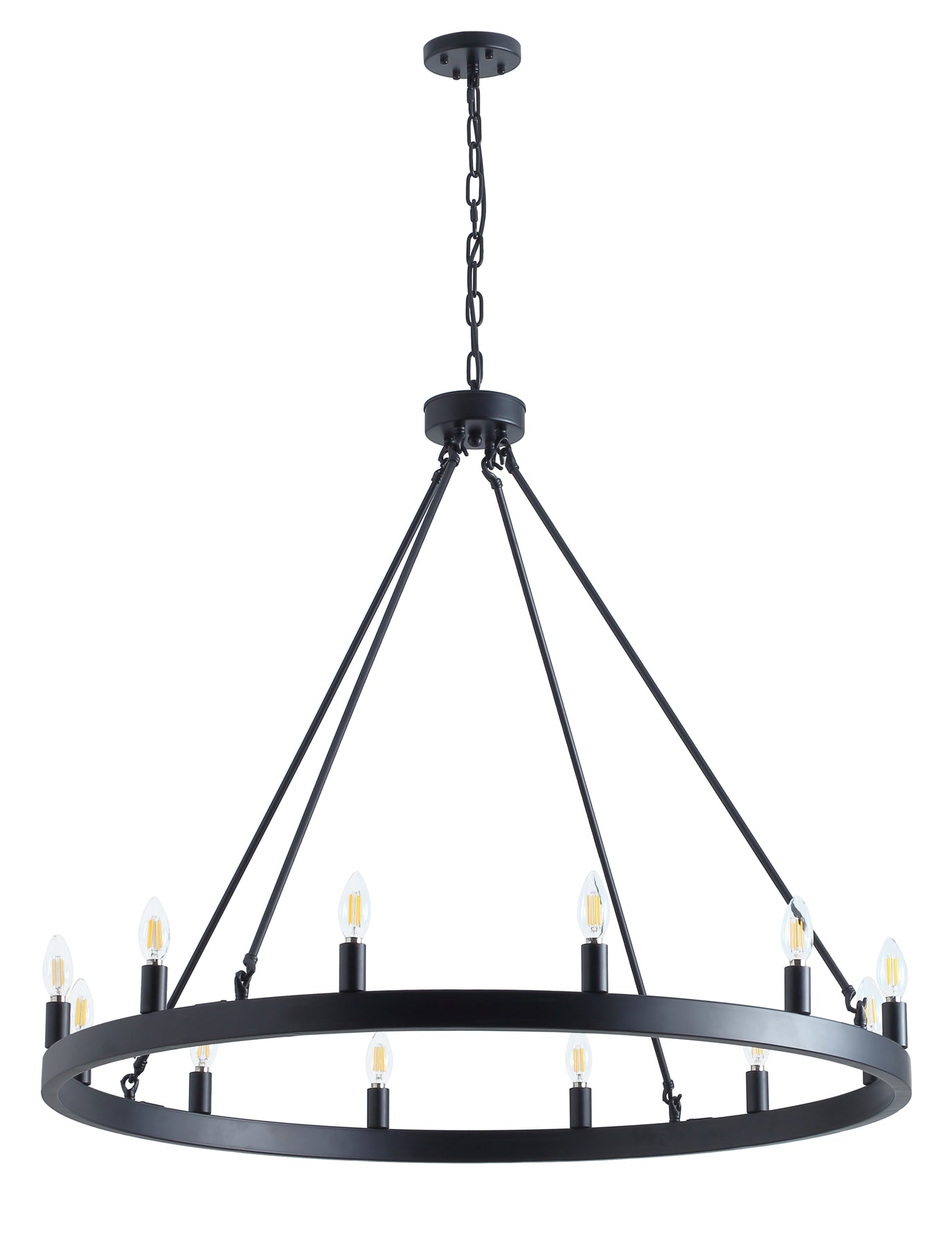 12-Lights Vintage Wagon Wheel Chandelier