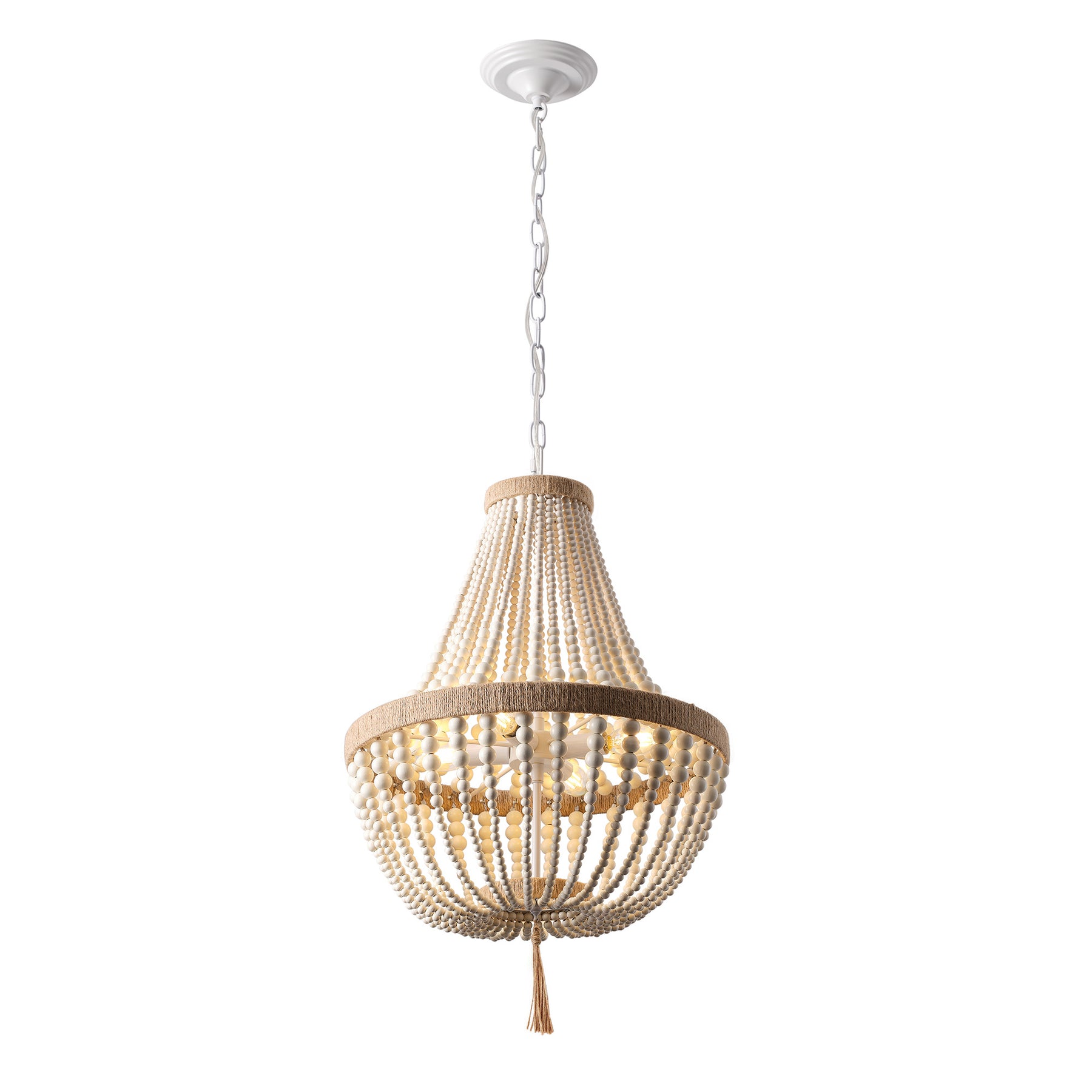 4-Lights Wood Beads Element Pendant Lighting