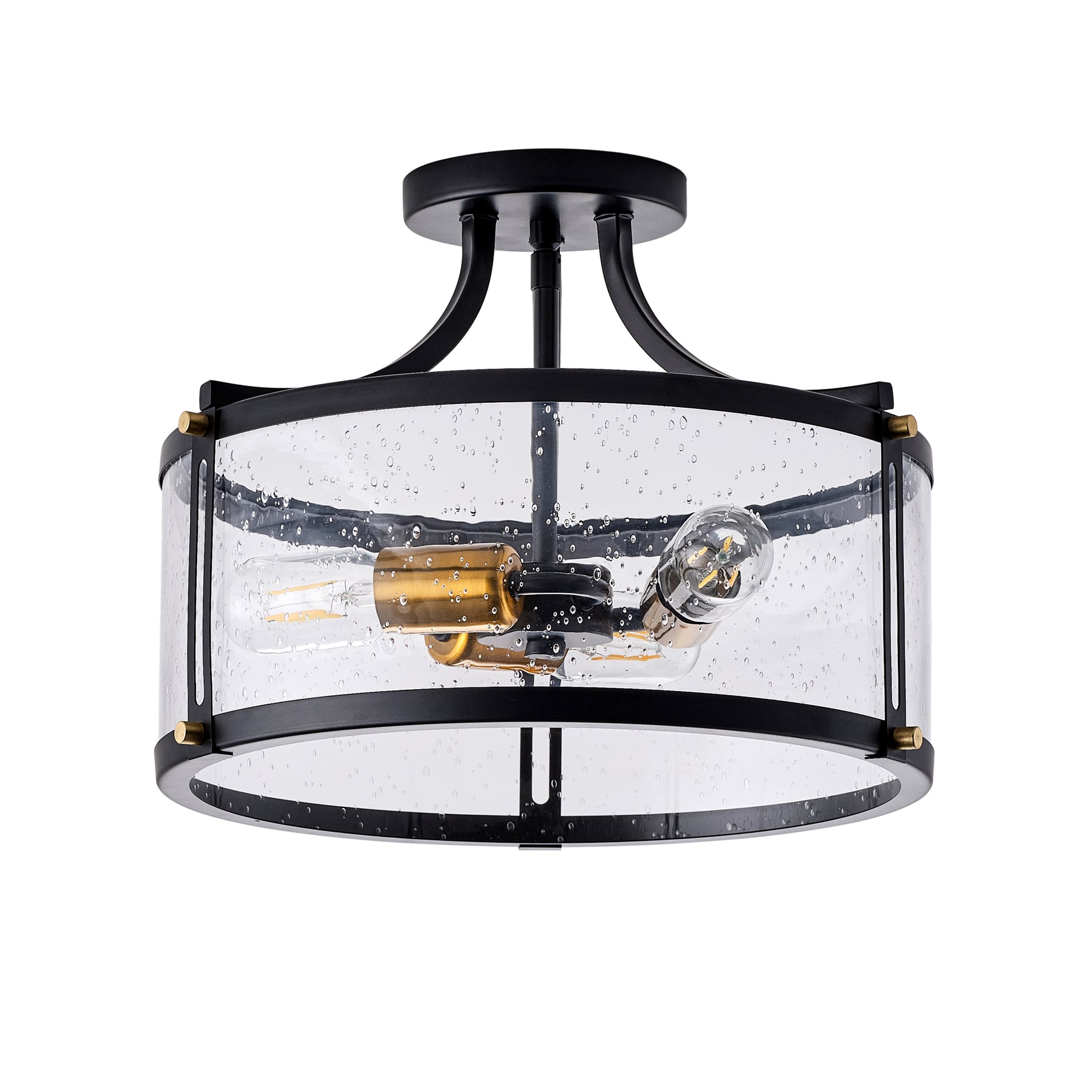 3-Lights Special Glass Shade Semi-Flush Mount Lighting