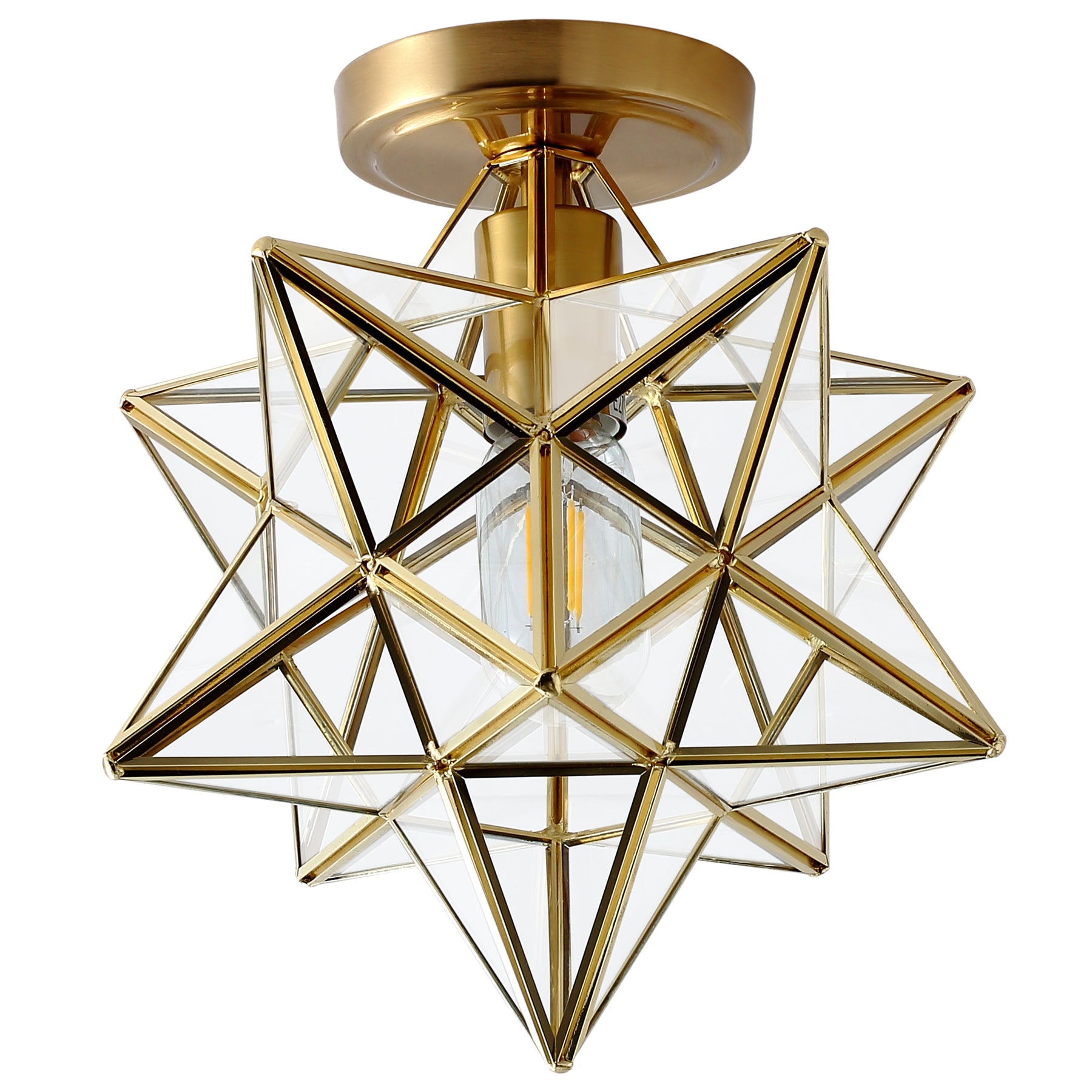 1-Light Geometric Star Semi-Flush Mount Lighting