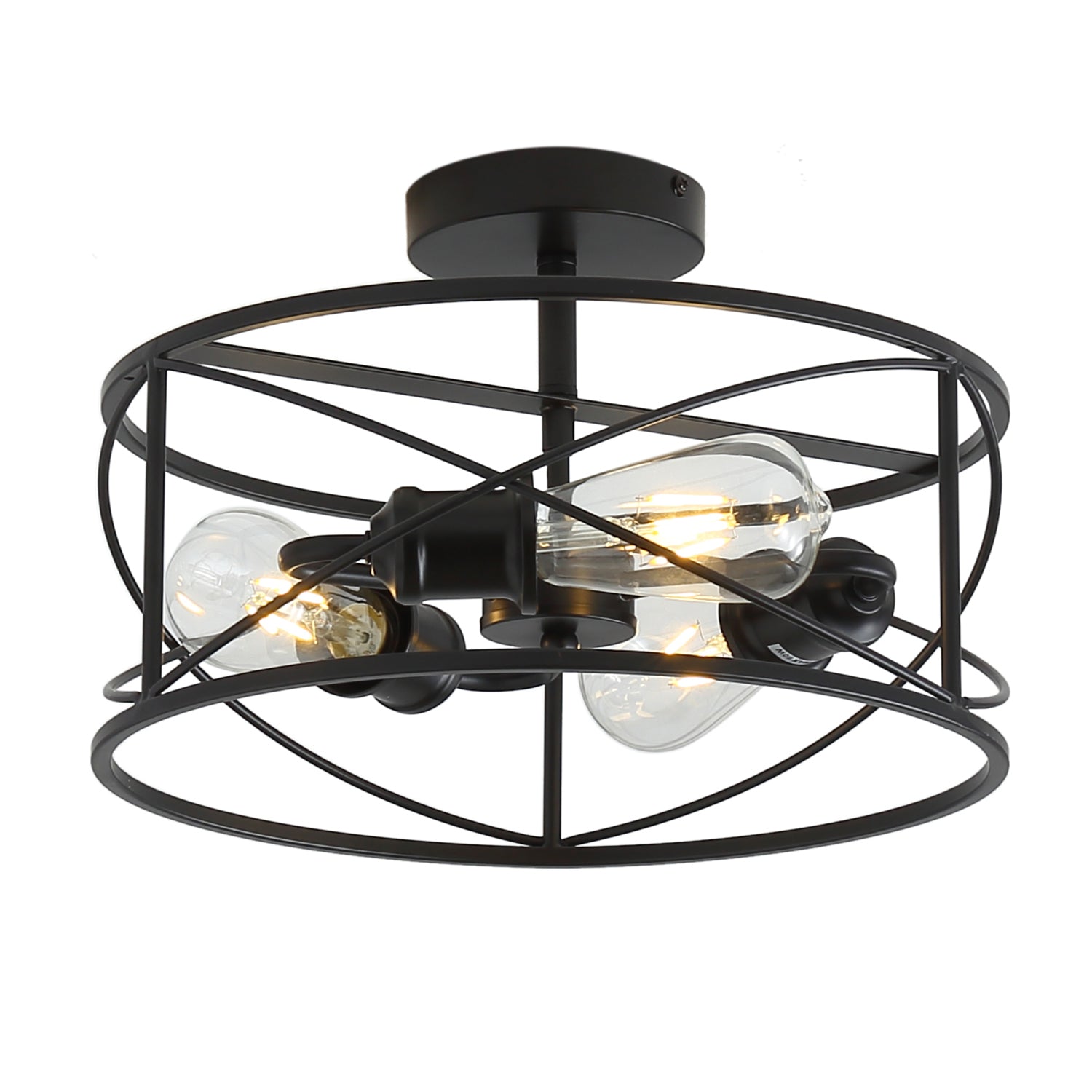 3-Lights Round Hollow Design Semi-Flush Mount Lighting
