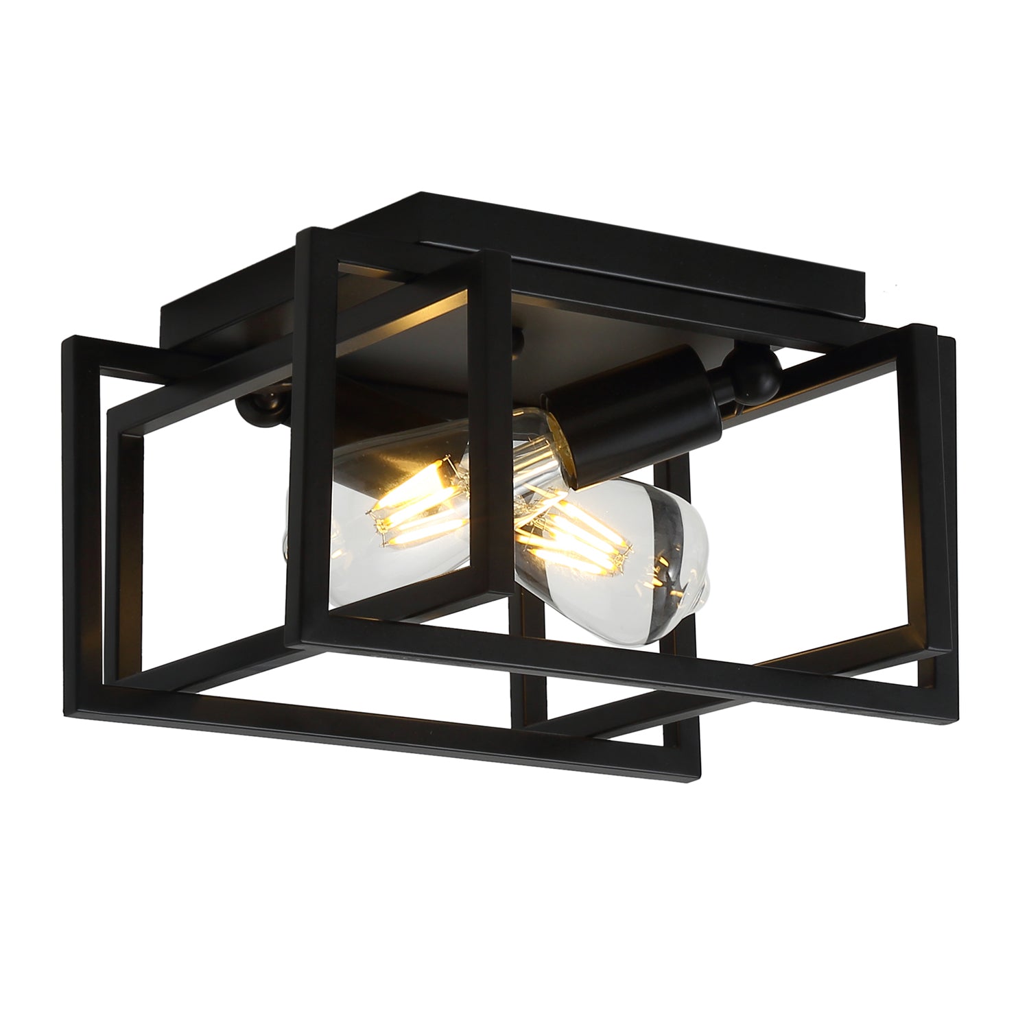 2-Lights Metal Caged Design Flush Mount Lighting