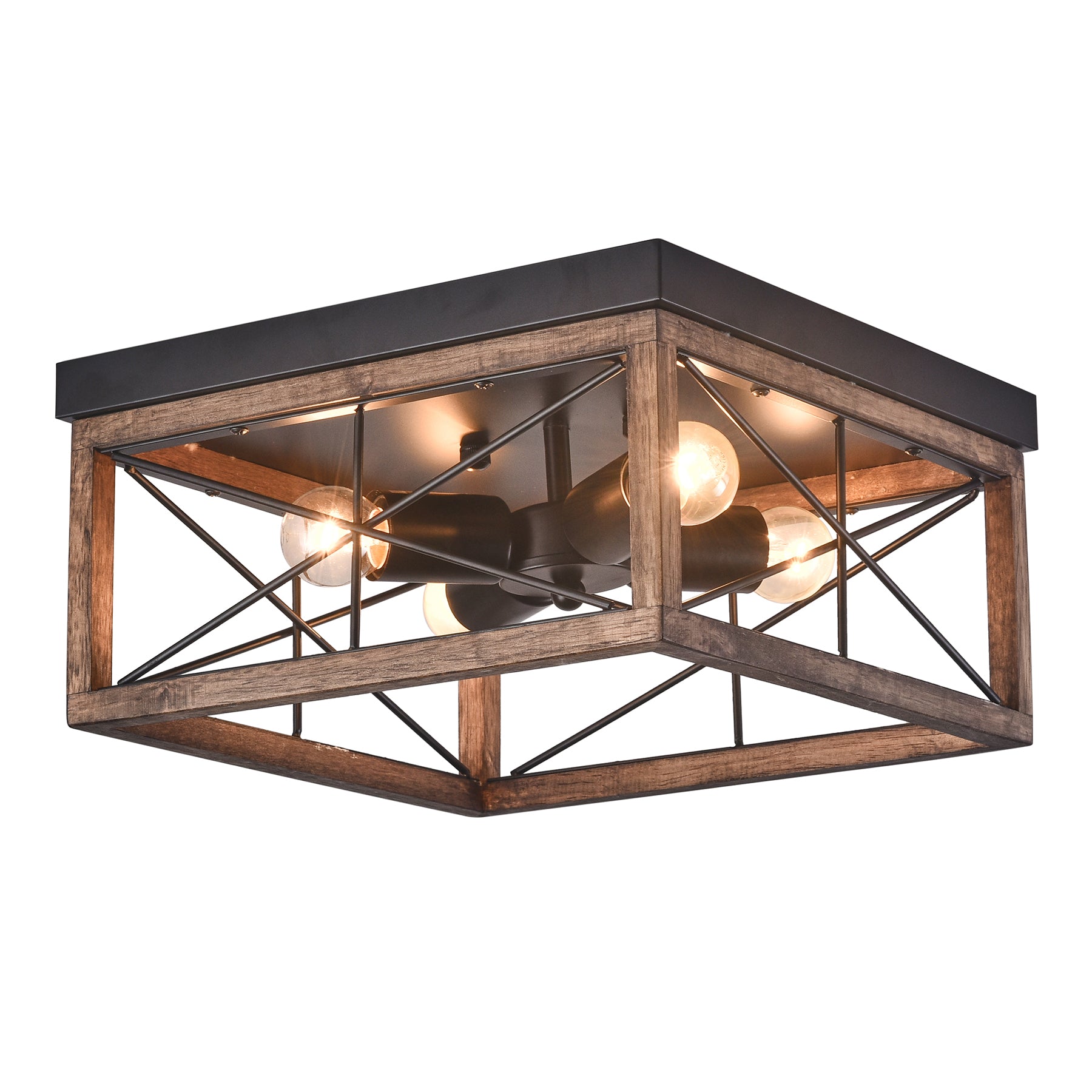 4-Lights Square Wavy Linear Design Flush Mount Lighting