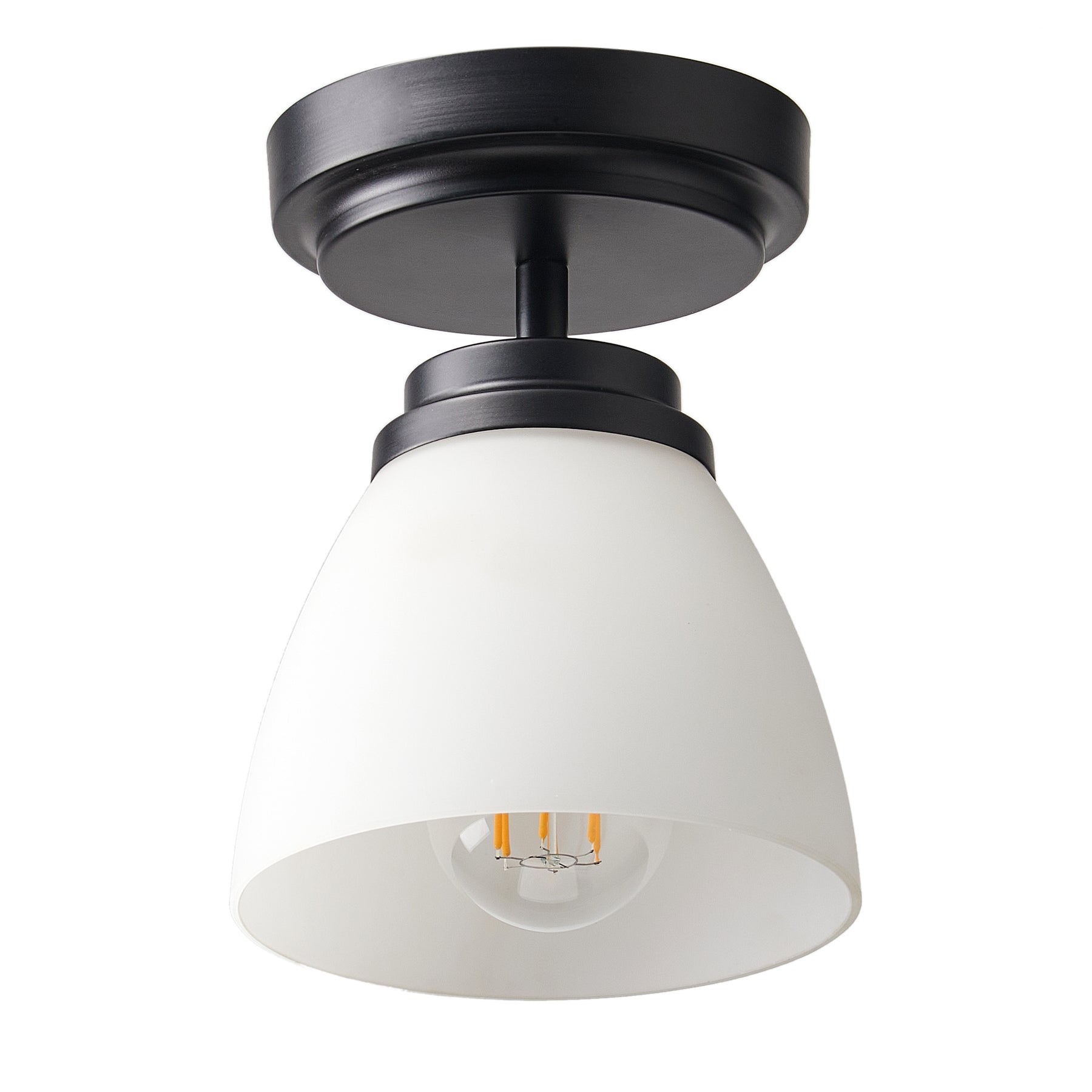1-Light Opal Glass Semi-Flush Mount Lighting