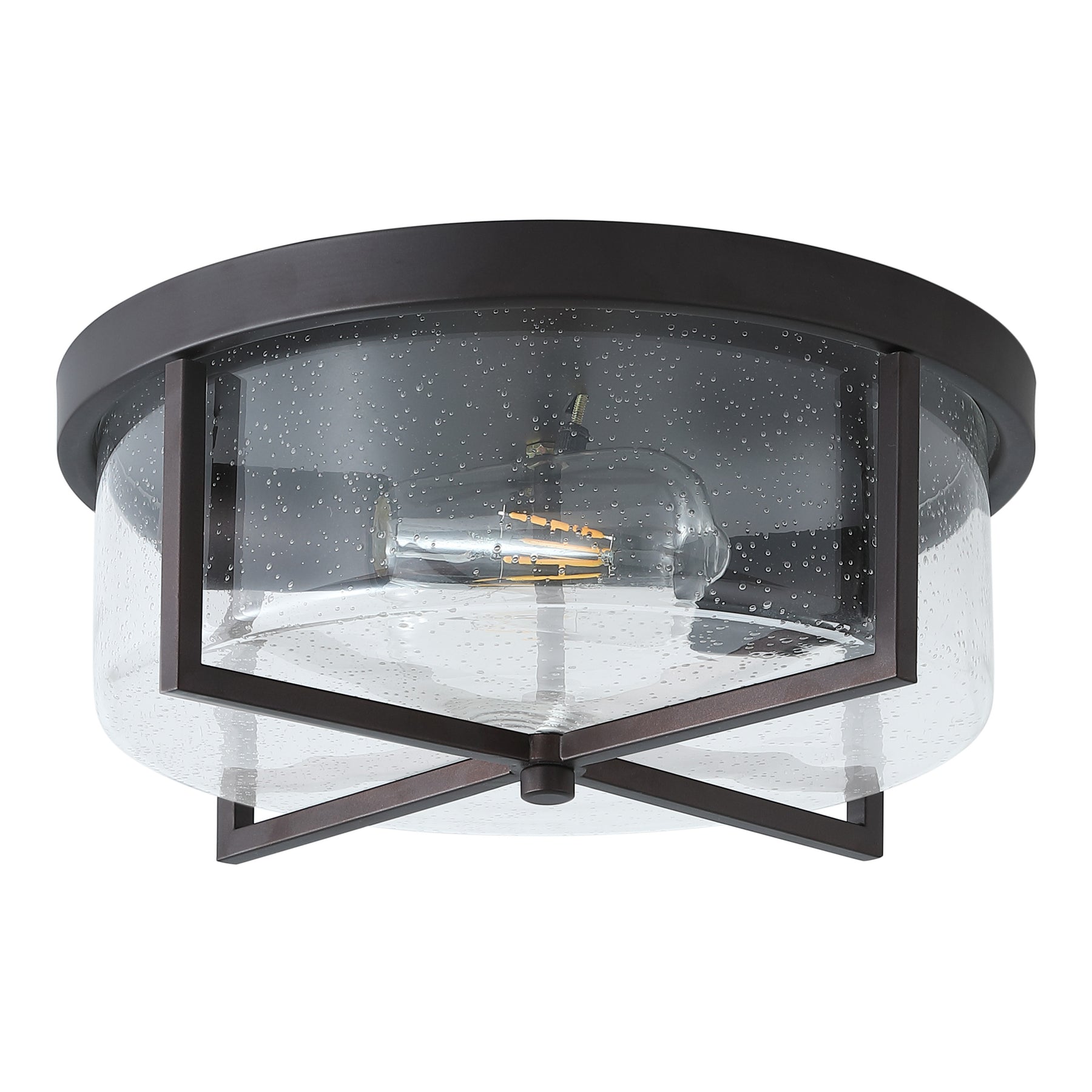 2-Lights Drum Glass Shell Flush Mount Lighting