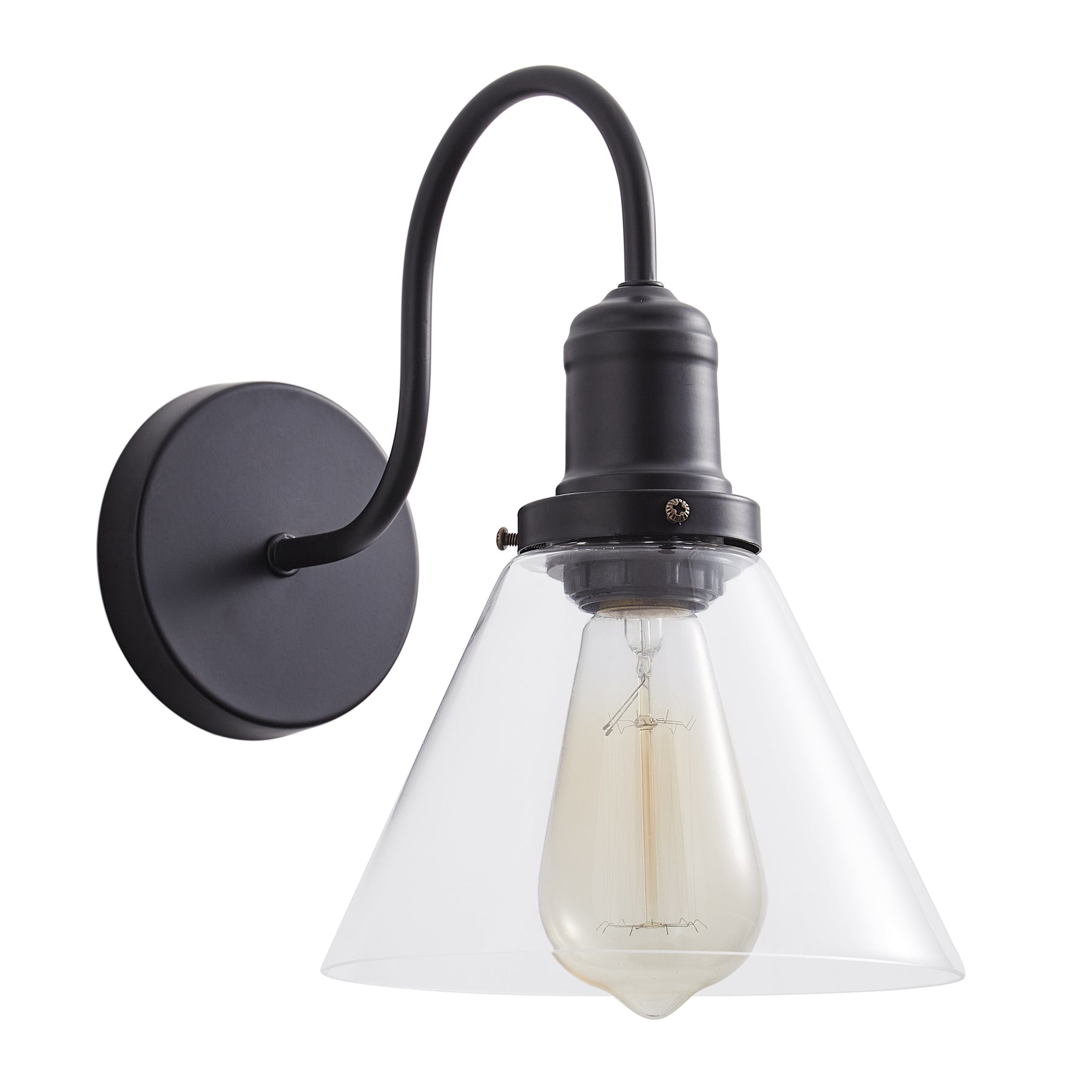 1-Light Cone Shape Black Wall Sconces