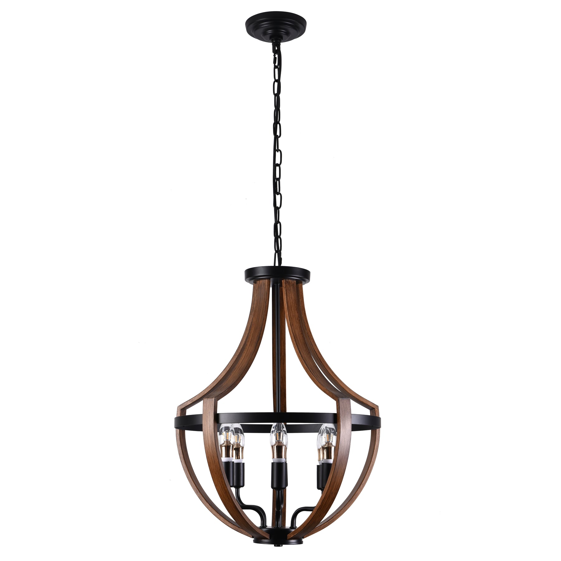 6-Lights Geometrical Imitation Wood Pendant Lighting