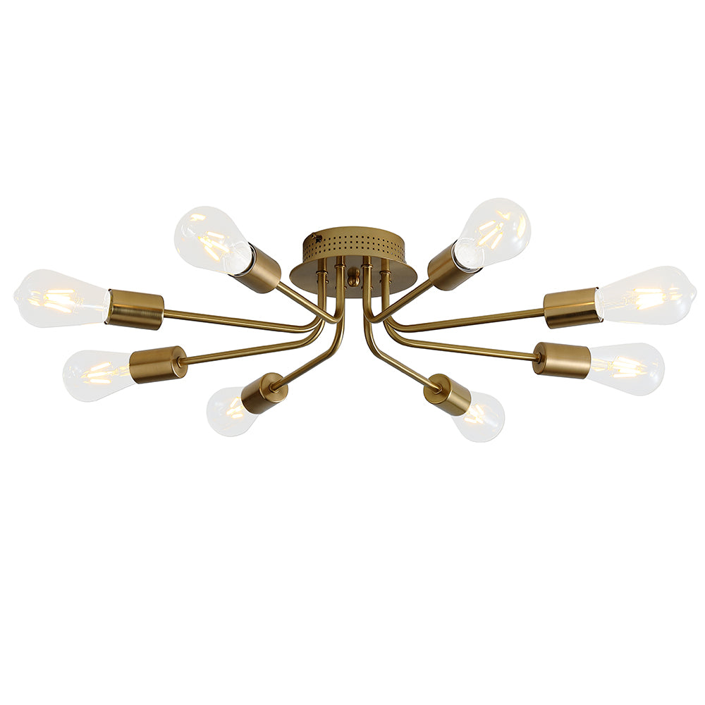 8-Lights Round Shaded Metal Frame Semi-Flush Mount Lighting