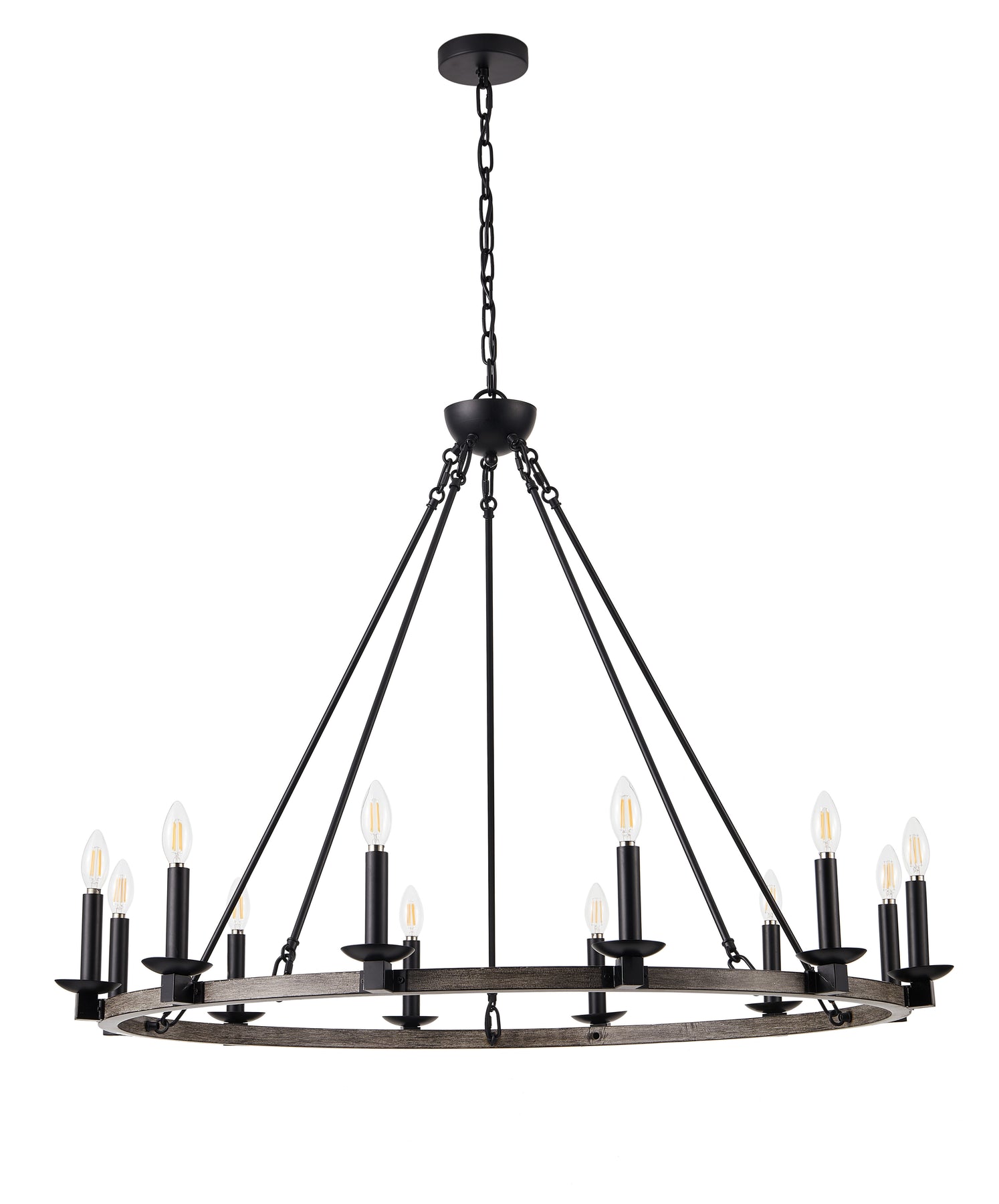12-Lights Candle Wagon Wheel Chandelier