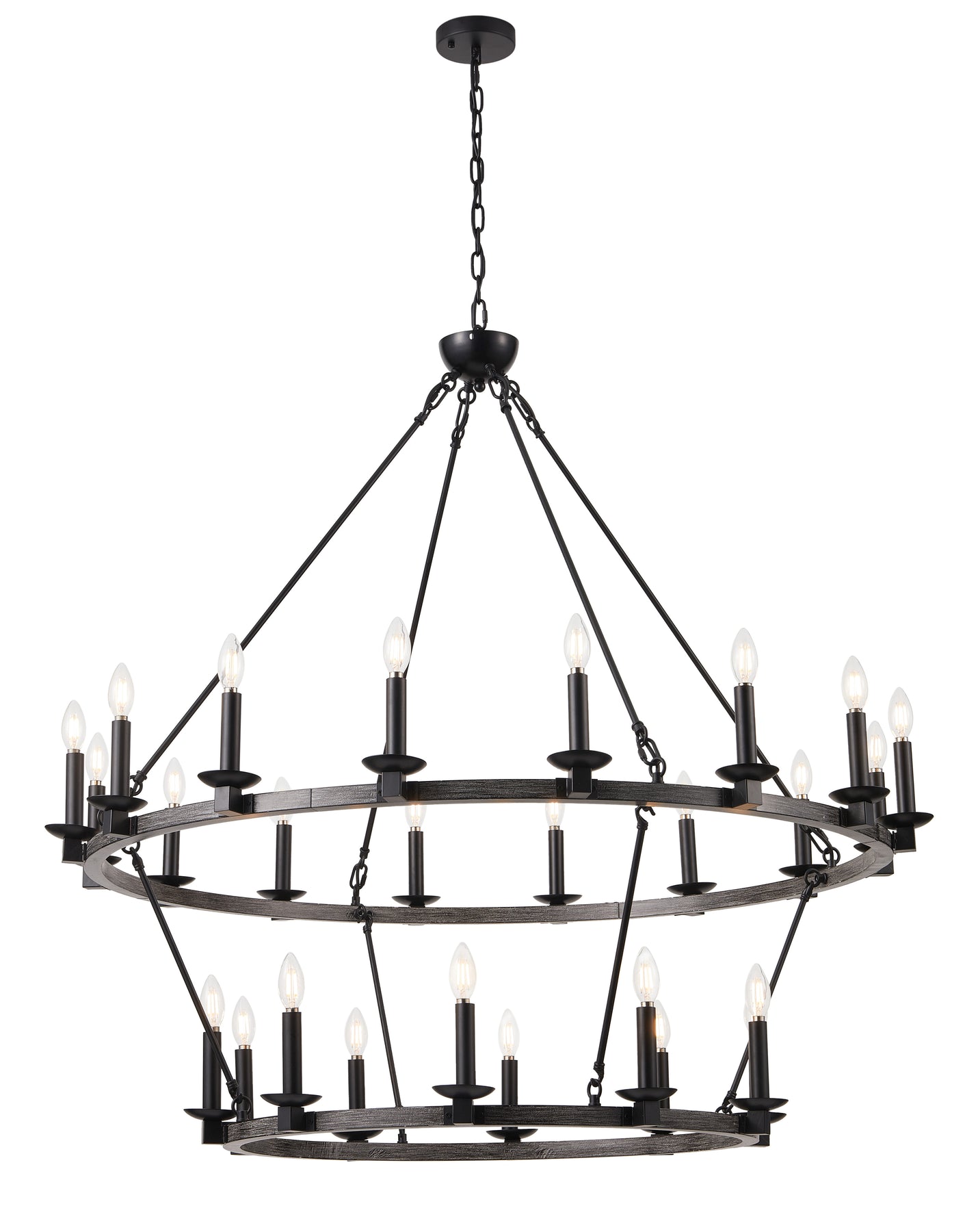 26-Lights Multi Tiers Farmhouse Wagon Wheel Chandelier
