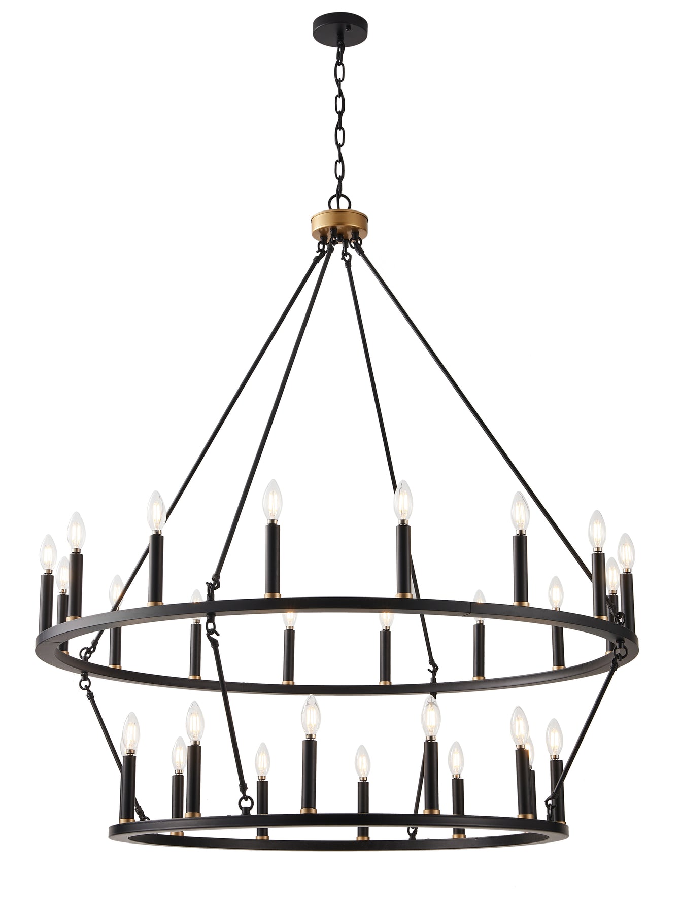 28-Lights Candle Wagon Wheel Design Chandelier