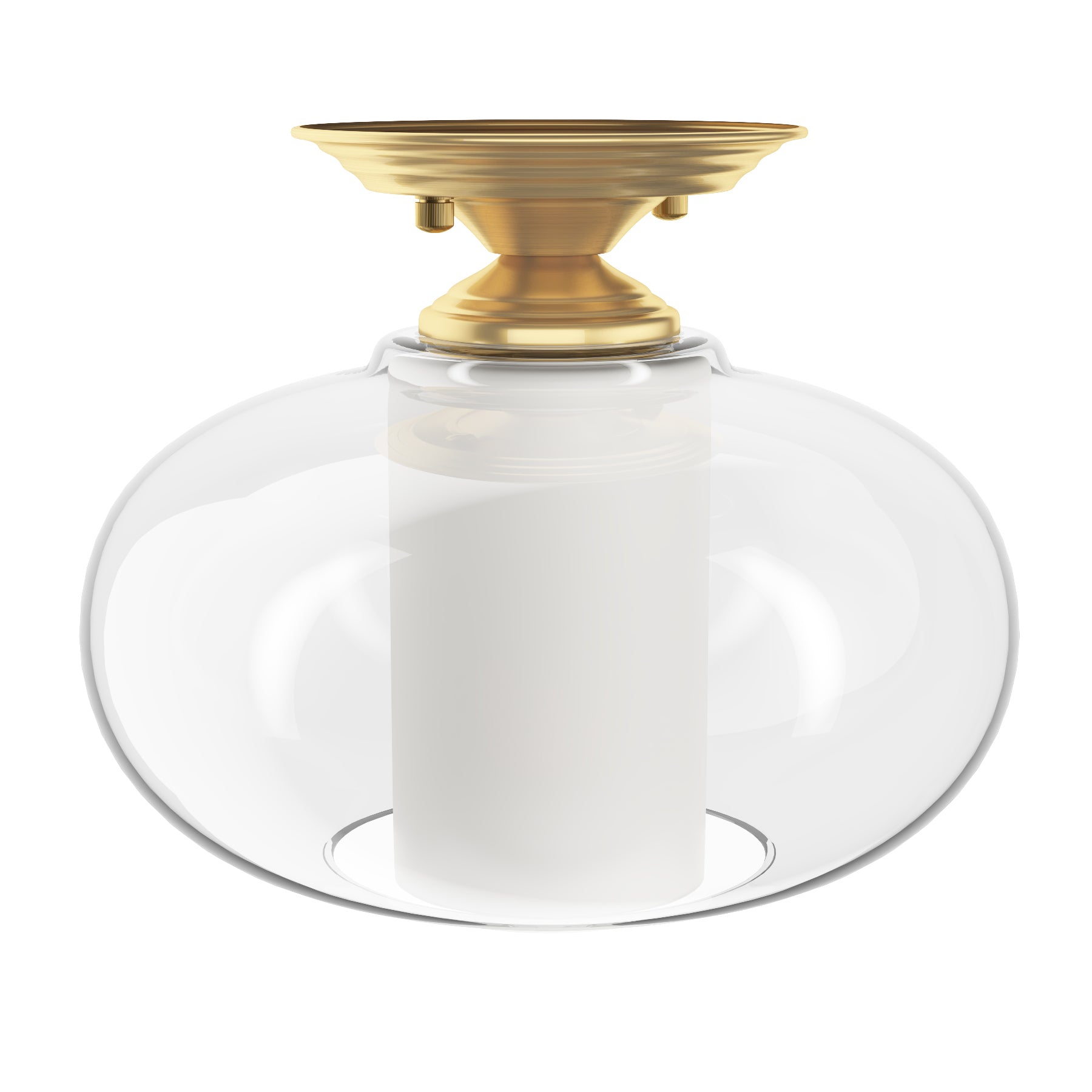 1-Light Glass Spherical Semi-Flush Mount Lighting