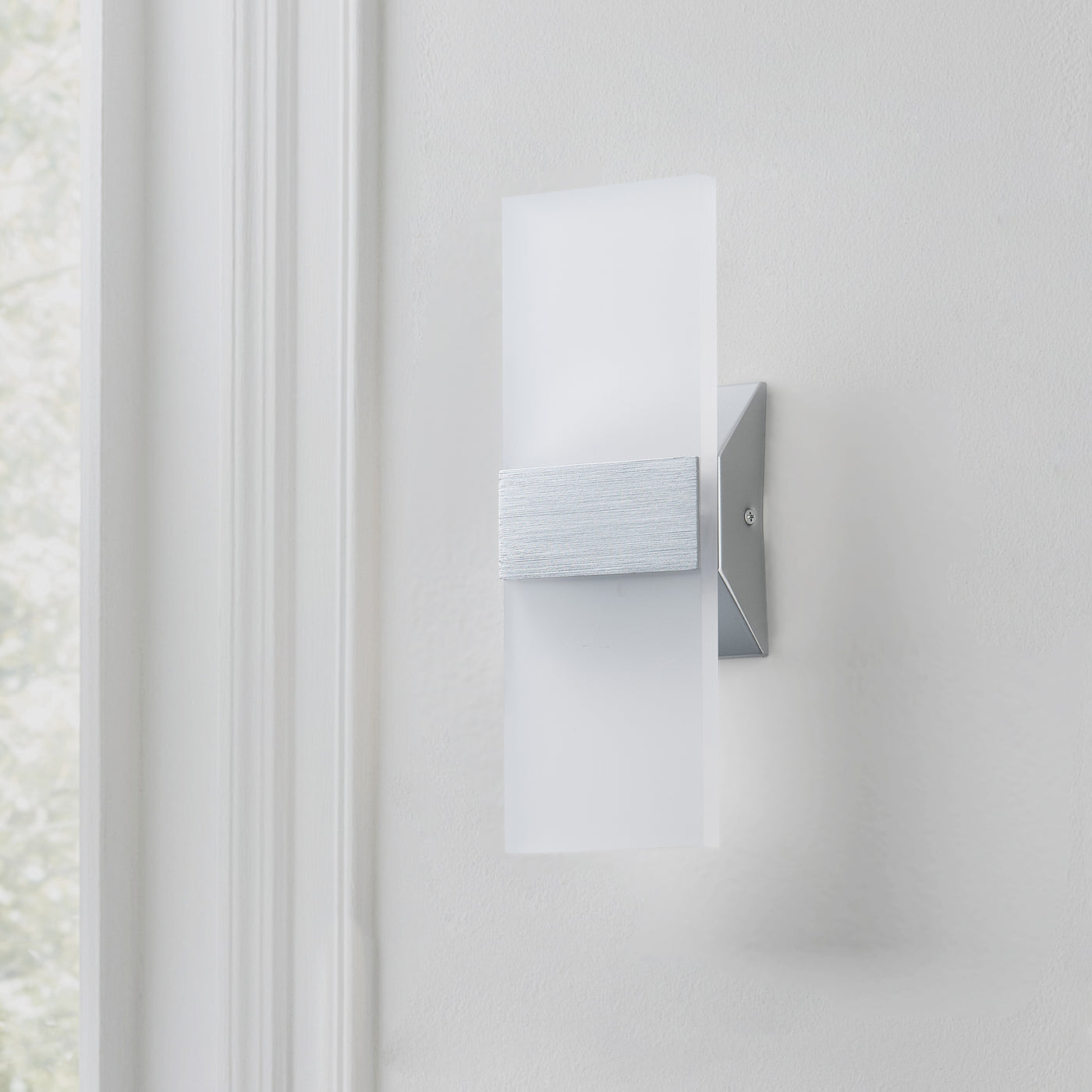 1-Light Acrylic Rectangular LED Silver Wall Light