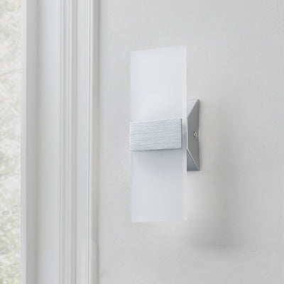 1-Light Acrylic Rectangular LED Silver Wall Light