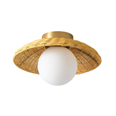 1-Light Bronze Globe Shade Semi-Flush Mount Lighting