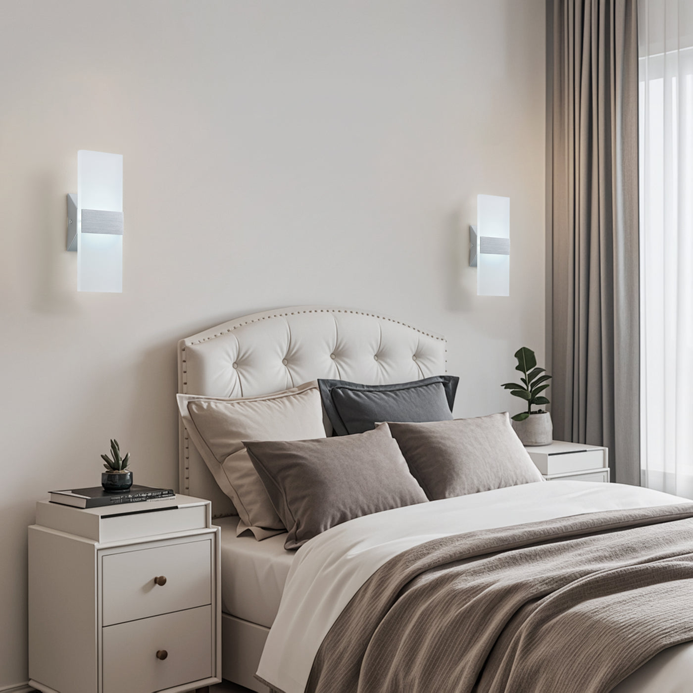 1-Light Acrylic Rectangular LED Silver Wall Light