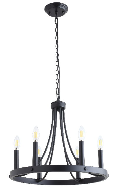 6-Lights Round Candle Shade Dimmable Chandelier