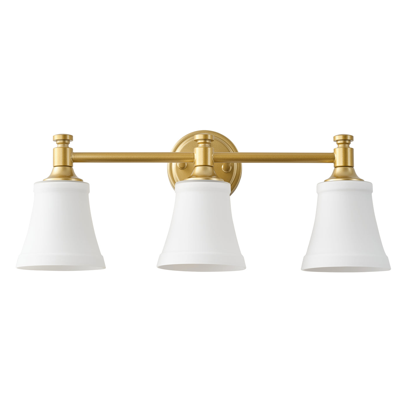 3-Light Bathroom Vanity Light, Antique Brass, Opal Glass ETL Listed