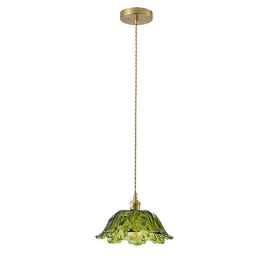 1-Light vintage green glass pendant light for kitchen island
