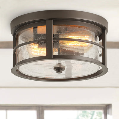 2-Lights Round Glass Shade Flush Mount Lighting