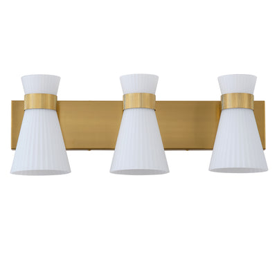 1 Light Mid Century Modern Brass Wall Sconce Flared Glass Shade Warm 3000K LED ETL Certified for Bedroom Corridor