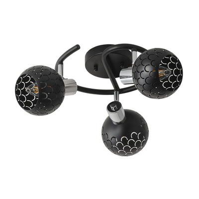 3-Light Modern Black Ceiling Semi-Recessed Spotlight