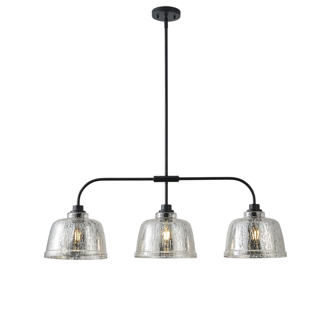 3-Light Kitchen Island Pendant Light with Clear Seeded Glass Shades