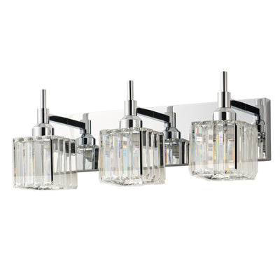 3-Lights Attractive Square Crystal Glass Bathroom Vanity Lighting