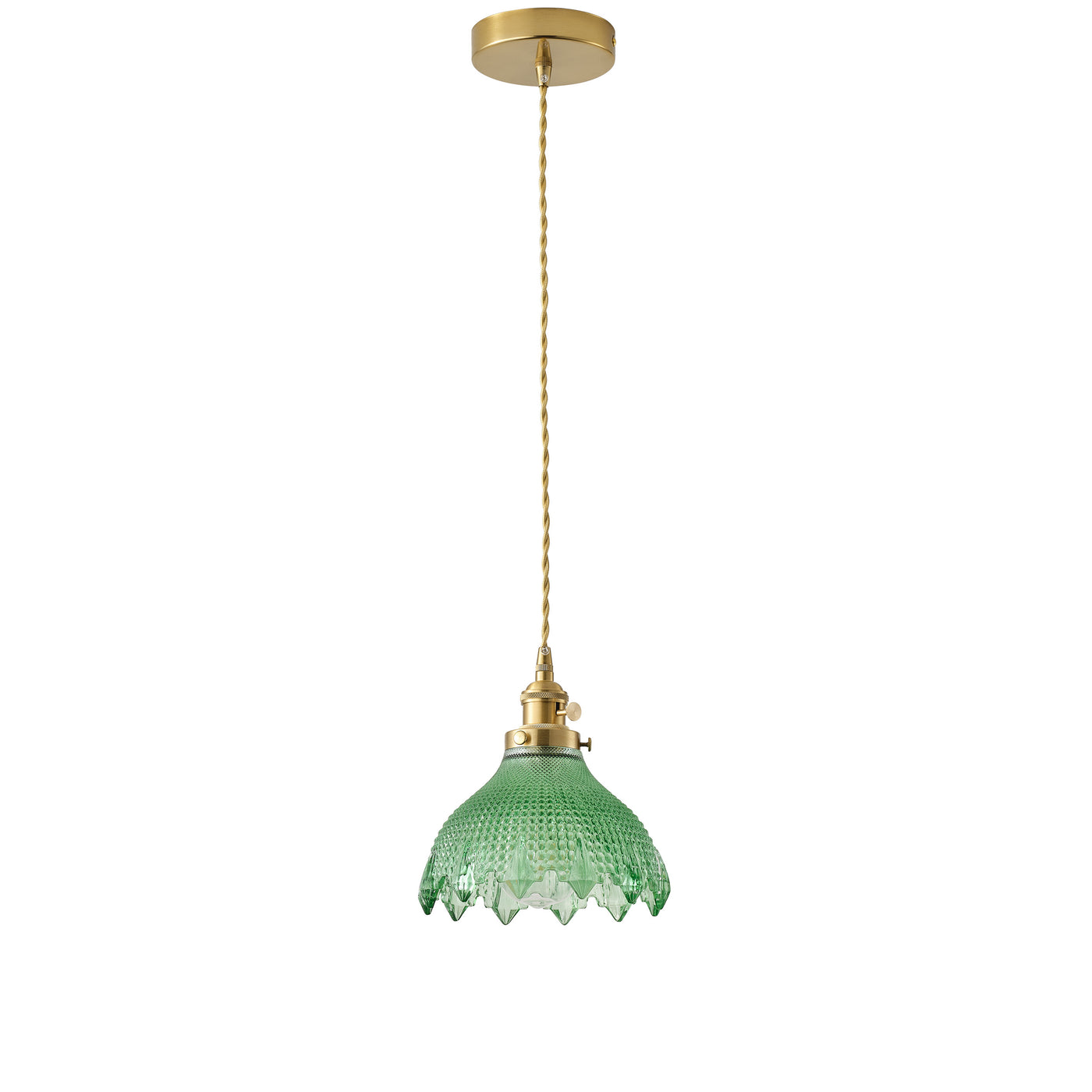 1 Light Vintage Style Pendant Light Dewdrop Deep Green Glass Hanging Lamp