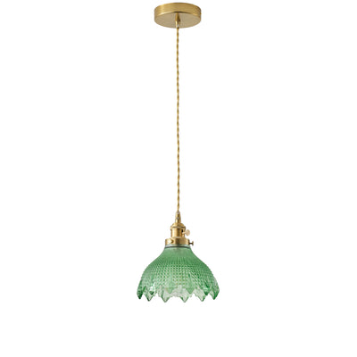 1 Light Vintage Style Pendant Light Dewdrop Deep Green Glass Hanging Lamp