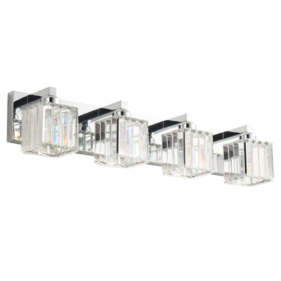 4-Lights Square Crystal Shade Bathroom Vanity Lighting