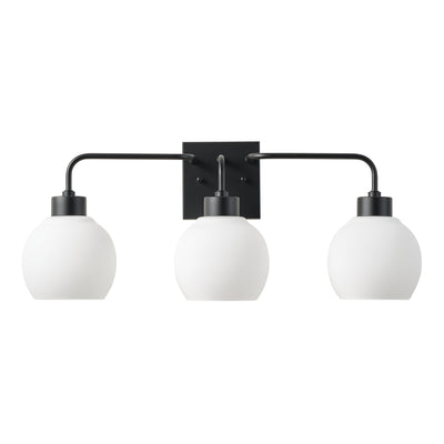 3-Light Matte Black Bathroom Vanity Light, Modern Wall Sconce with Frosted Glass Shades
