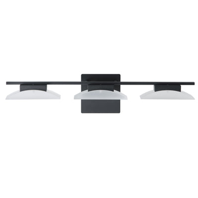 3-Light Bathroom LED Vanity Light  Black Frosted Glass Shades