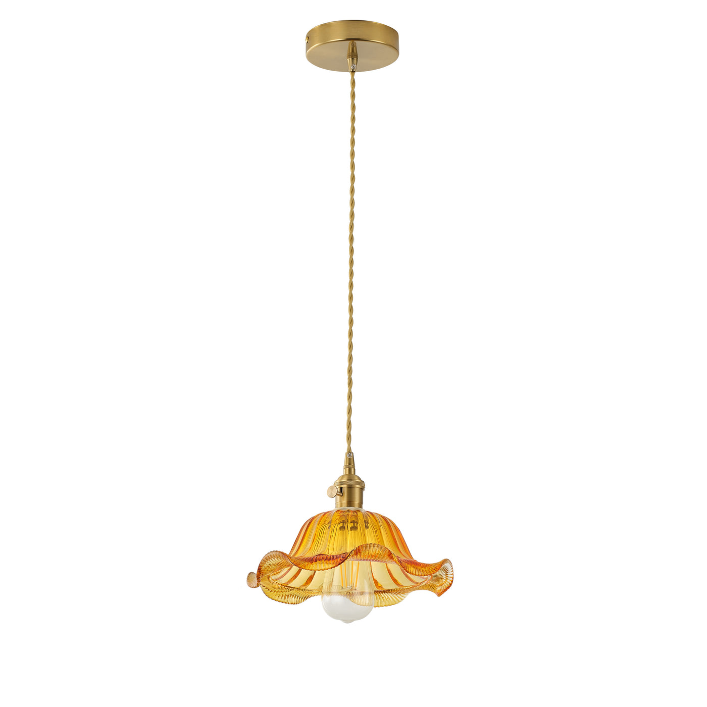 1-Light Modern Amber Glass Pendant Light, Retro Hanging Ceiling Lamp