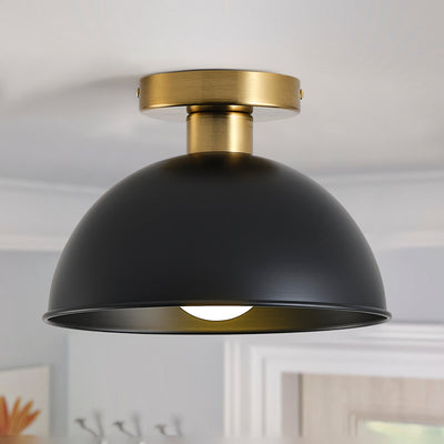 1-Light Modern Round Shade Semi-Flush Mount Lighting