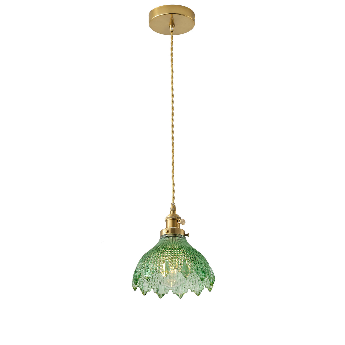 1 Light Vintage Style Pendant Light Dewdrop Deep Green Glass Hanging Lamp