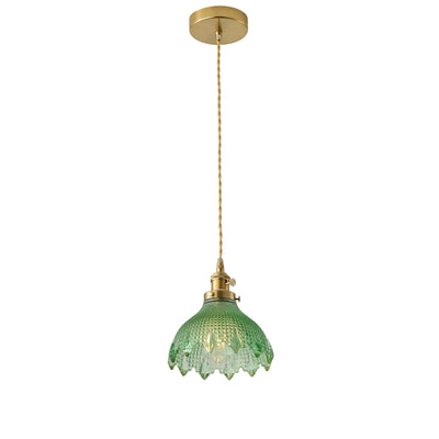 1 Light Vintage Style Pendant Light Dewdrop Deep Green Glass Hanging Lamp