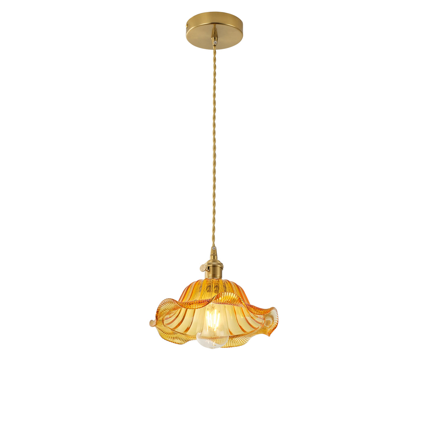 1-Light Modern Amber Glass Pendant Light, Retro Hanging Ceiling Lamp