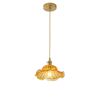 1-Light Modern Amber Glass Pendant Light, Retro Hanging Ceiling Lamp