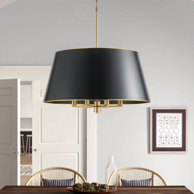 8-Lights Black Metal Shade with Gold Base Pendant Lighting