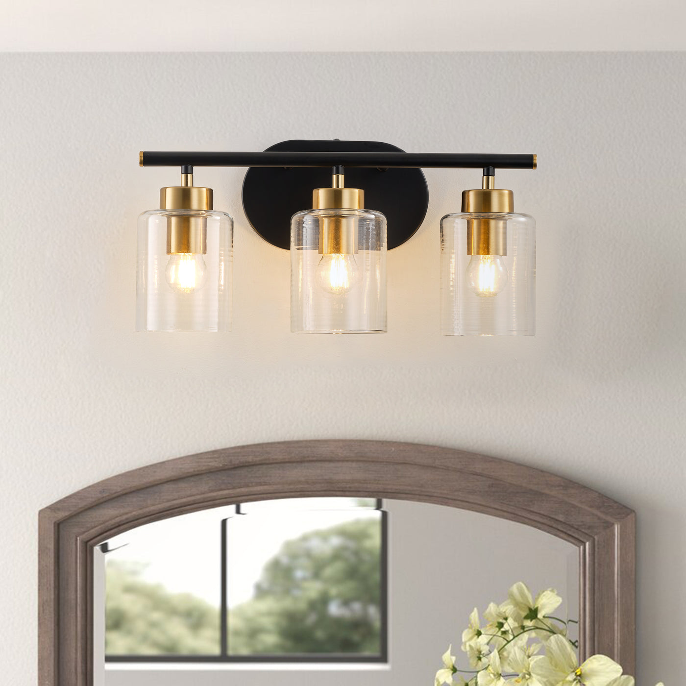 3-Lights Modern with Spiral Glass Shade Bathroom Vanity Lighting