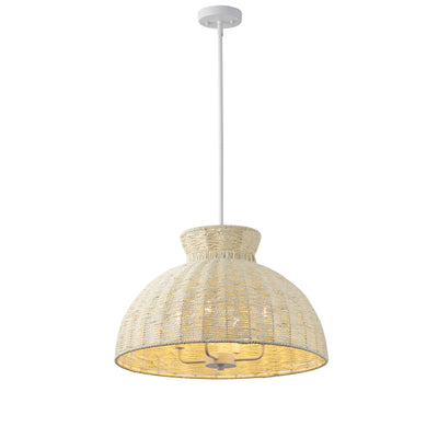 Dewdrop 4 Light Japandi Style Pendant Light Nordic Rattan Fixture ETL Certified for Living Room Bedroom